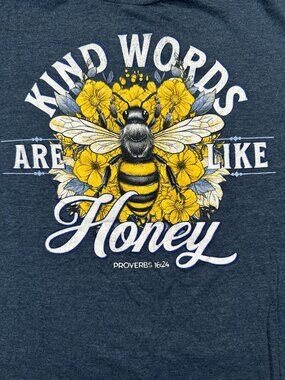 Love In Faith Mens Kind Words Bee Graphic Christian Tee M Blue Proverbs